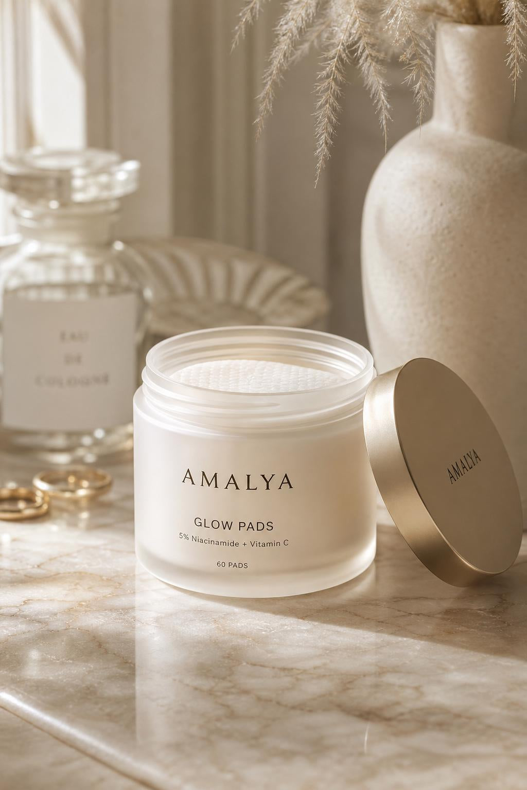 AMALYA Glow Pads - frosted glass jar